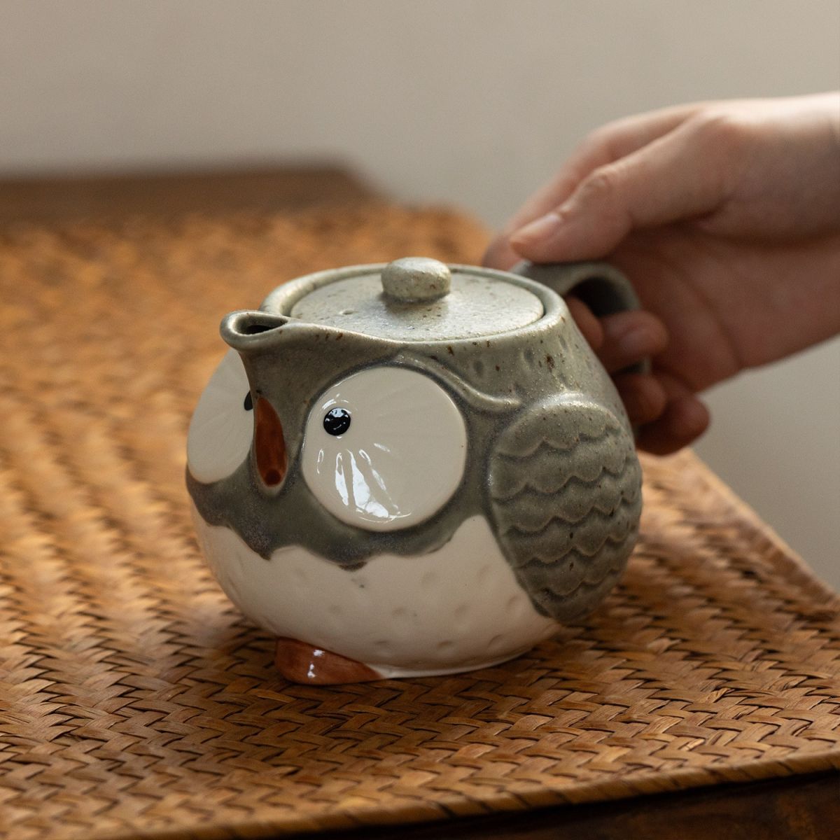 Mino Yaku Cute Owl Tea Pot Japanese Tea Set