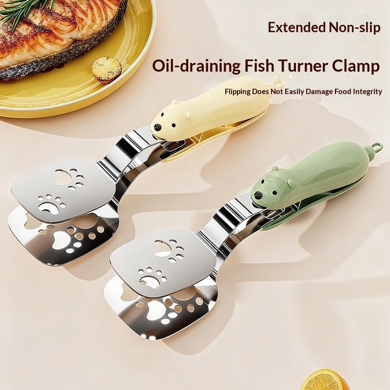 Extended Non-Slip 2-in-1 Stainless Steel Food Tongs