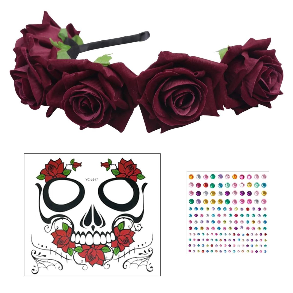 Day Of The Dead Headband With Day Of The Dead Body Art, Day Of The Dead Headband, Halloween Costume, Women's Hair Accessories For La Catrina, Carnival, Halloween