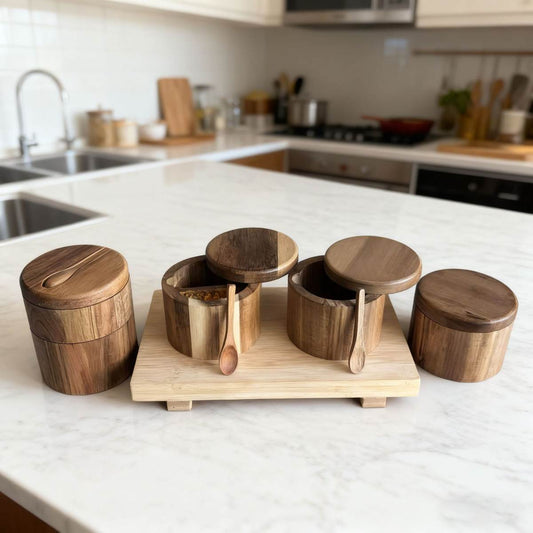 Cross-border Best-selling Acacia Wood Salt Shaker Solid Wood Seasoning Box
