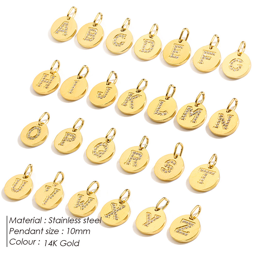 Diamond-Encrusted Jewelry Accessories Stainless Steel Letter Pendant