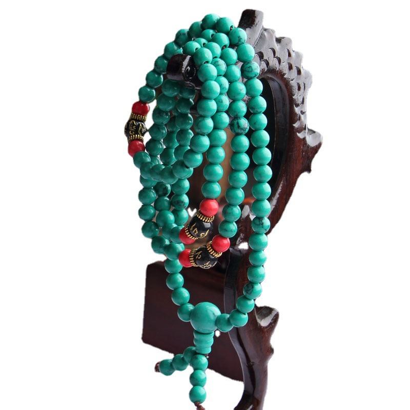 Multi-layer Turquoise Tibetan Accessories 108 Beads Bracelet