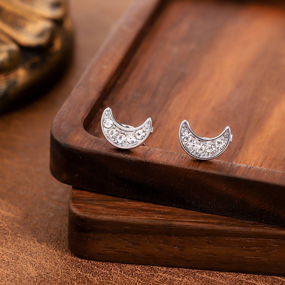New Half Sunflower Stud Earrings, Minimal French Vintage High-End Designer Elegant Stainless Steel Ear Jewelry For Women
