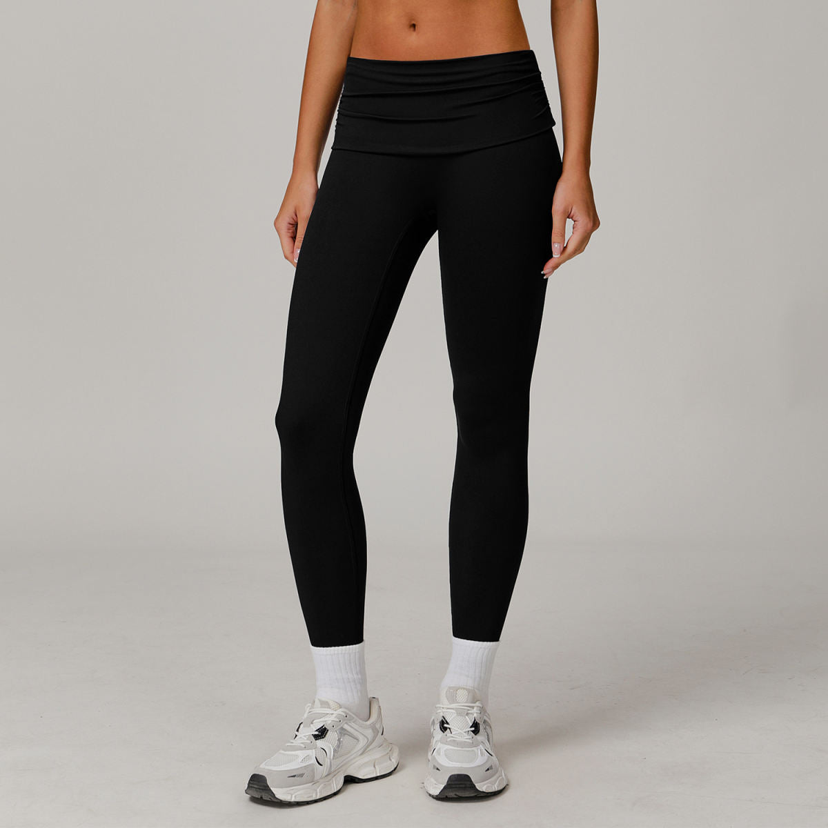 Fold High Waist Yoga Pants Women's Cloud-feeling Belly Contracting And Hip Lifting Sports Pants