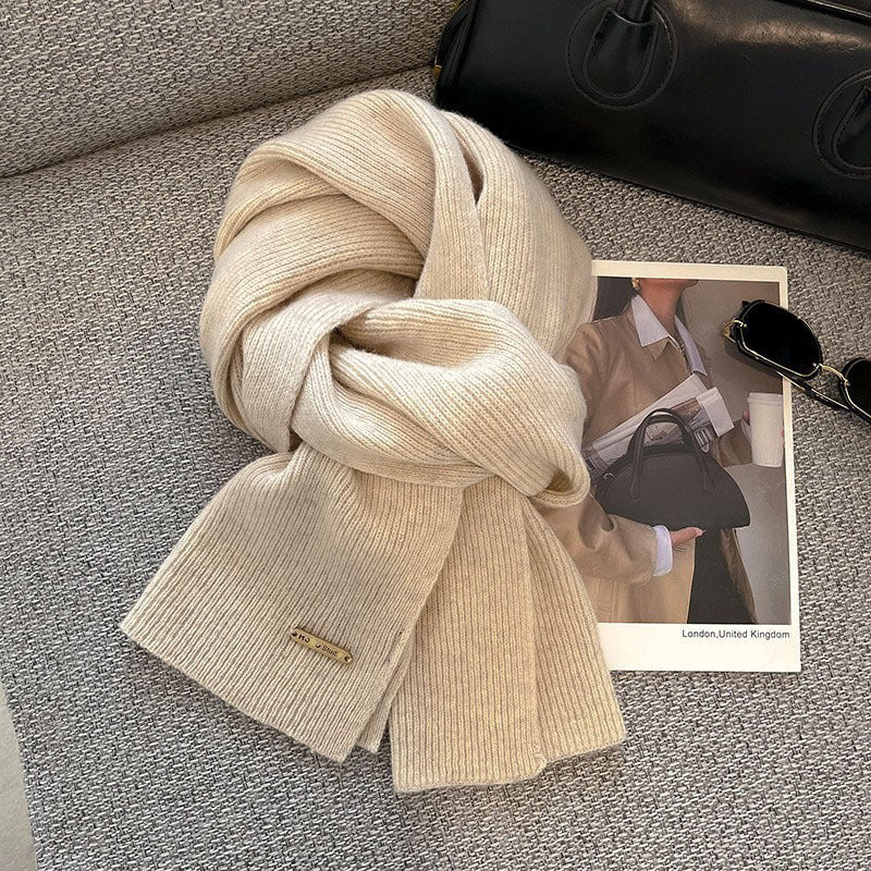 Korean-style Women'snew Solid-color Knitted Scarf