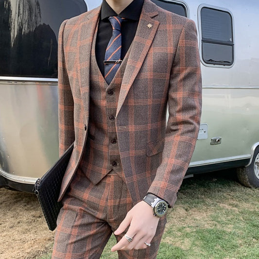 Mens 3-piece Suit In Korean And British Styles, Slim-fit