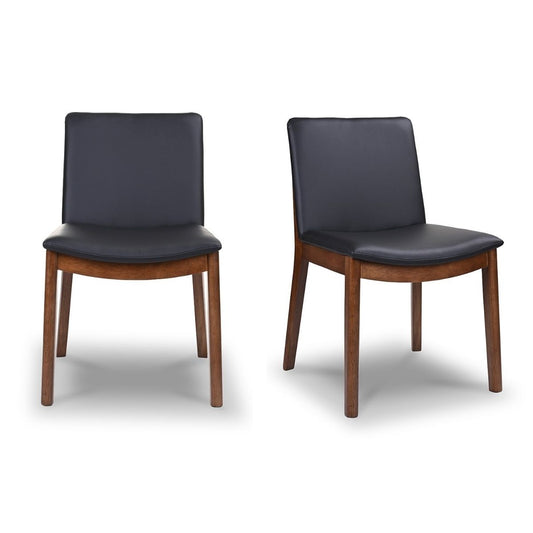 Solid Wood Frame Laura Mid-Century Modern Solid Wood Dining Chair   Set Of 2   In Black Fabric Upholstery For Home Kitchen
