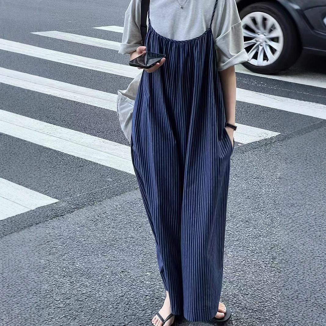Summer Korean-style Loose Slimming Casual Wide-leg Jumpsuit With Straps