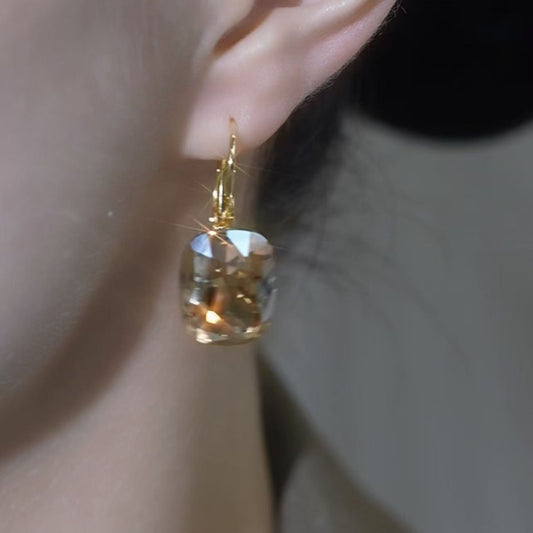 Champagne Rhinestone Cube Ear Cuffs, 2026 New Light Luxury Versatile Earrings
