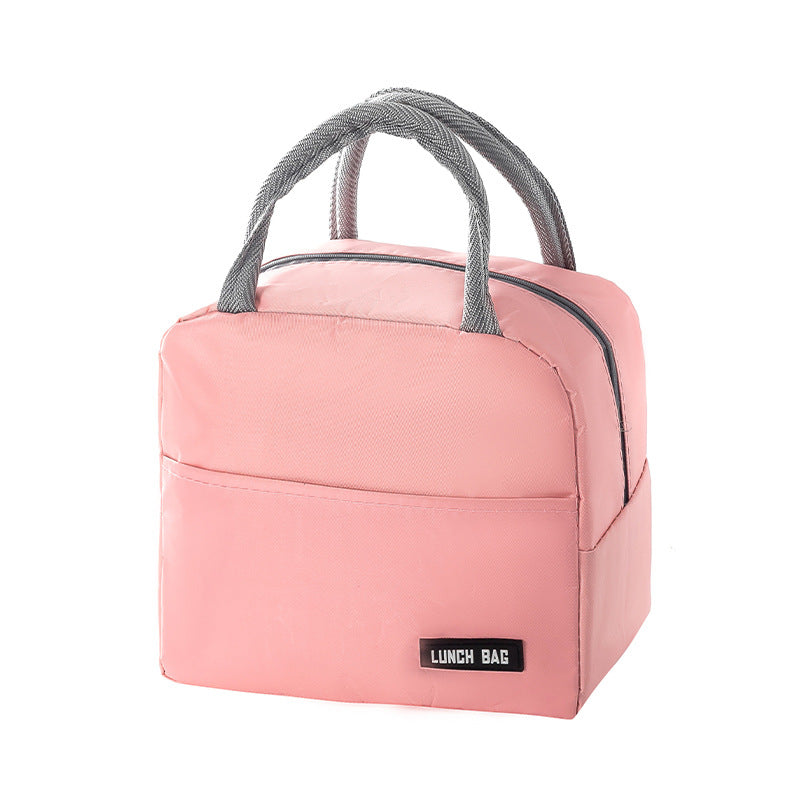 Solid Color Thickened Insulated Lunch Tote Bag, Portable Thermal Cooler Lunch Bag, Reusable Waterproof Food Carrier Bag, Leakproof Lunch Container Bag For Office Workers Students Picnic Travel