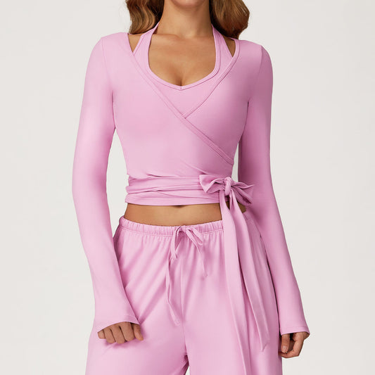 Brushed Yoga Long Sleeve One Piece Strap Yoga Clothes Sports Workout Clothes
