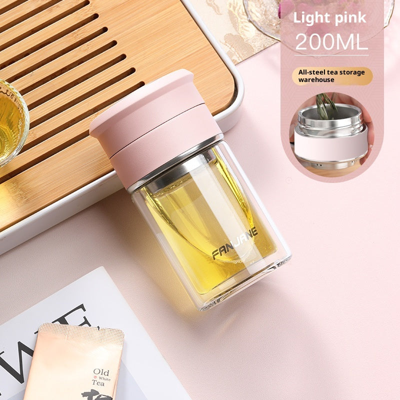 Chinese Character Simplificationcomplication Tea-water Separation Glass Cup Double-layer Teacup Pass