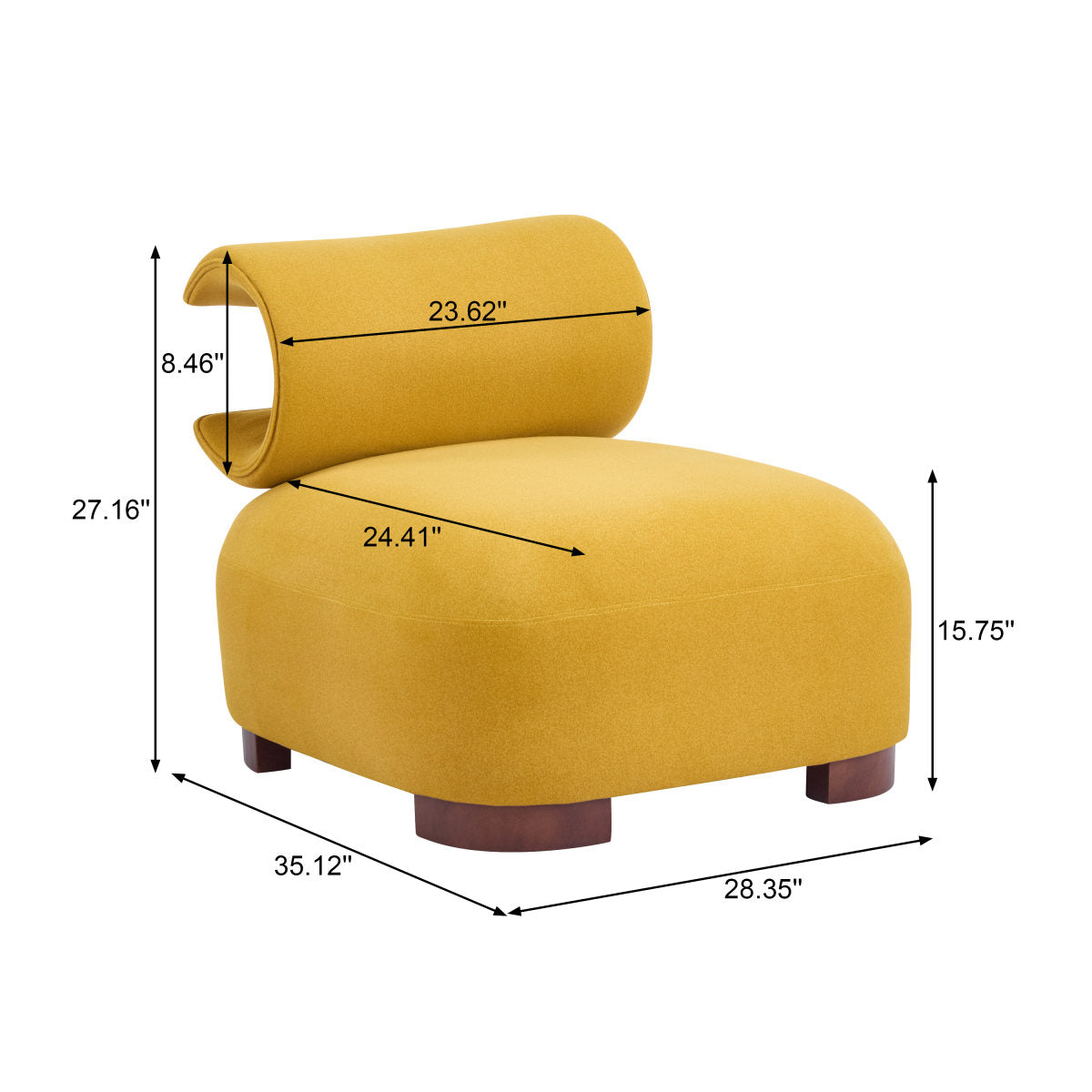 Modern Yellow Polyester Accent Chair For Living Room - Pet-Friendly, 330 Lbs Weight Capacity, Stylish & Durable Design