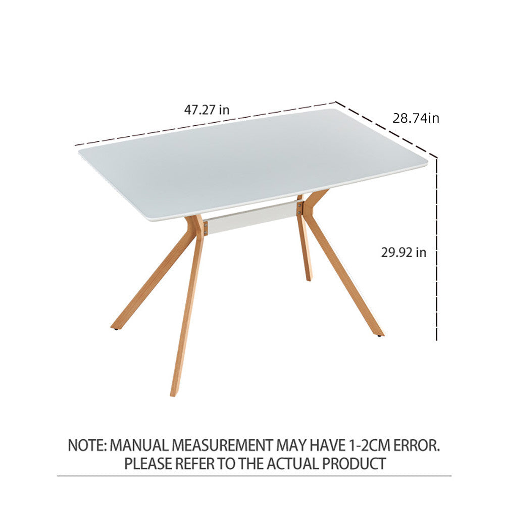 Modern Minimalist StyleDining Table MDF Anti-Scratch Top Metal Shelf Metal Heat Transfer Legs Leveling Feet For Dining Room Kitchen Office Table X 1 White