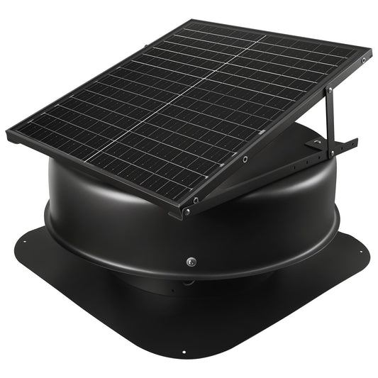 Roof Attic Exhaust Fan, 50W Smart Solar Roof Ventilation Fan With Thermostat, Remote Control, 3000 CFM Airflow Built-in Smoke Sensor With Auto Stop For Cooling And Dehumidification