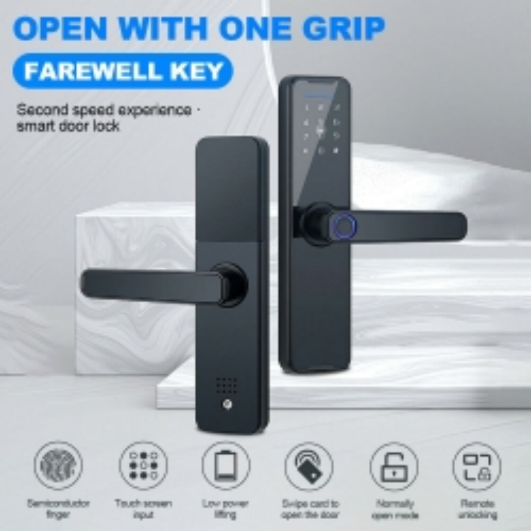 WIFI Digital Smart Door Lock Electronic Fingerprint Password Key Lock-black