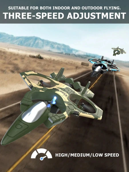 A Set Of Four-rotor Drone Fighter Jets, Equipped With A Remote Control, Featuring One-key Takeoff/landing, 360° Flipping And Hovering, And Speed Switching Functions, Suitable As A Gift.
