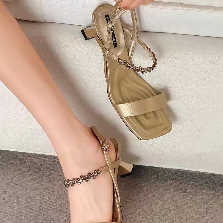 Women's 2026 Summer Korean Fashion One Strap High Heel Sandals, Square Toe Trendy Commuter Heels