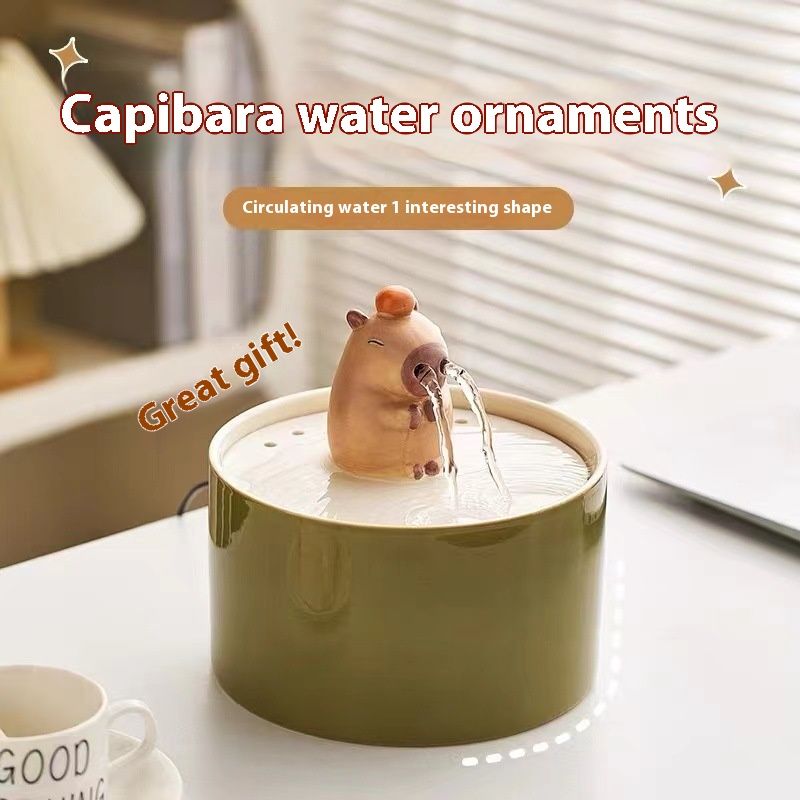 Capabala Flowing Water Ornaments Pet Ceramic Water Fountain