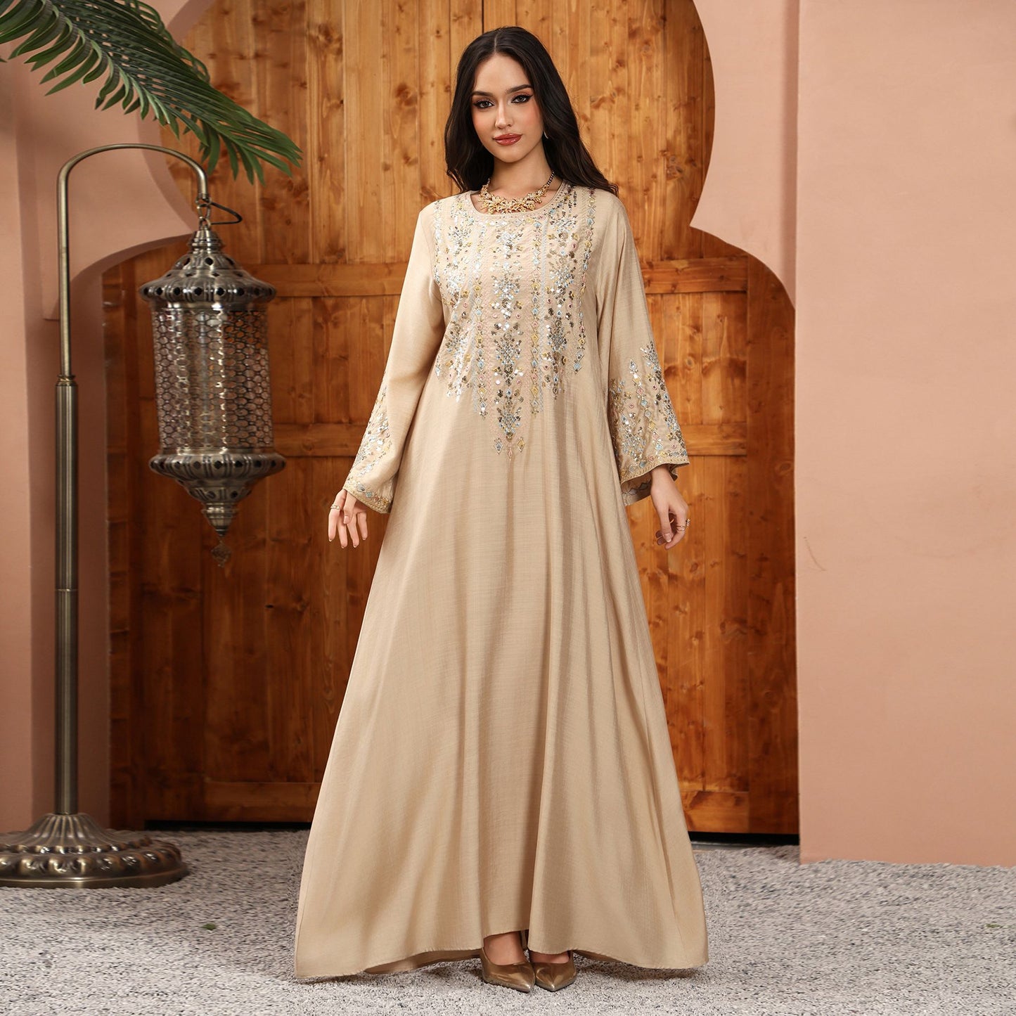 Womens Fashion Embroidered Long Dress