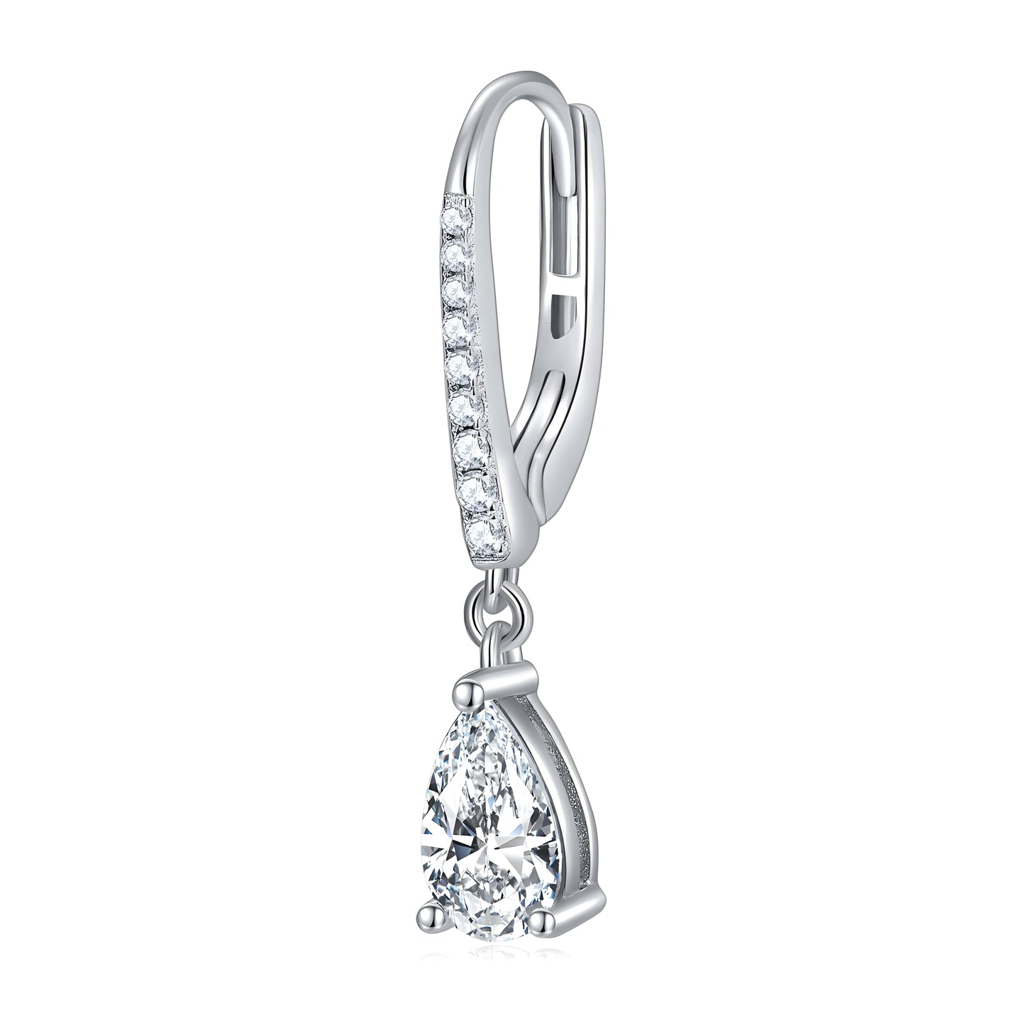 S925 Sterling Silver 5x8mm Pear Cut Moissanite Dangle Earrings  Teardrop Drop With Pave Hoop & GRA Certificate Platinum Plated Jewelry Gift Box Set For Women