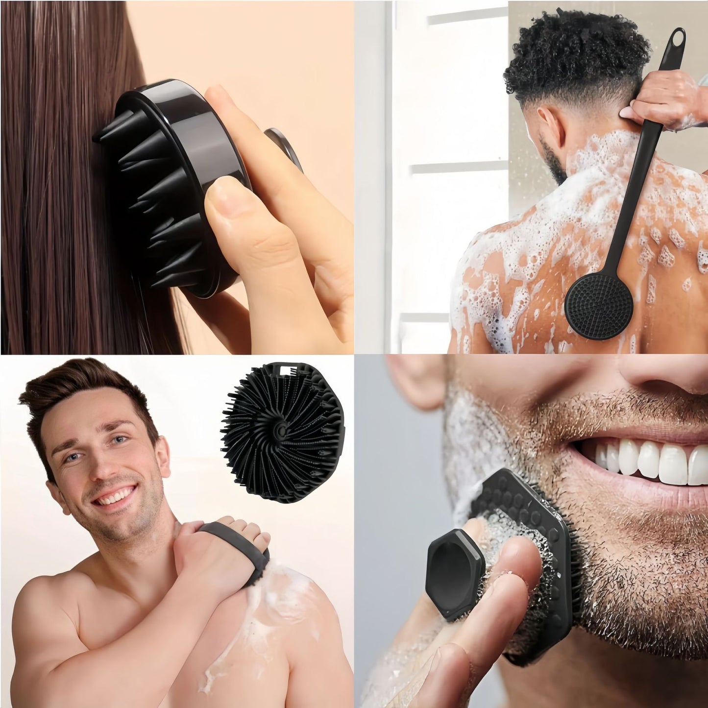 Silicone Bath Brush Four-piece Set Includes A Long-handled Bath A Shower And A Shampoo