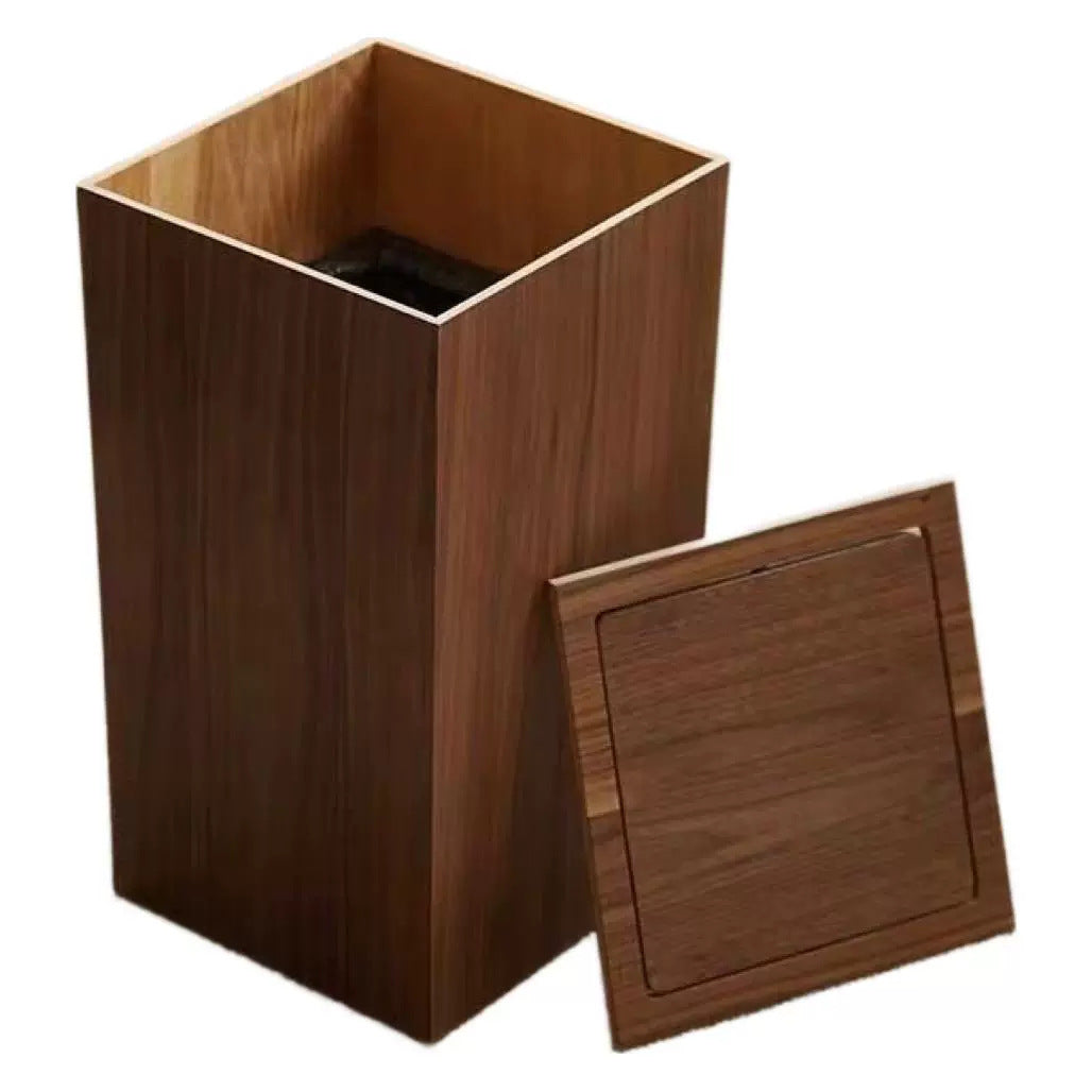 Household Wooden Trash Can With Lid For Bedroom Living Room And Office