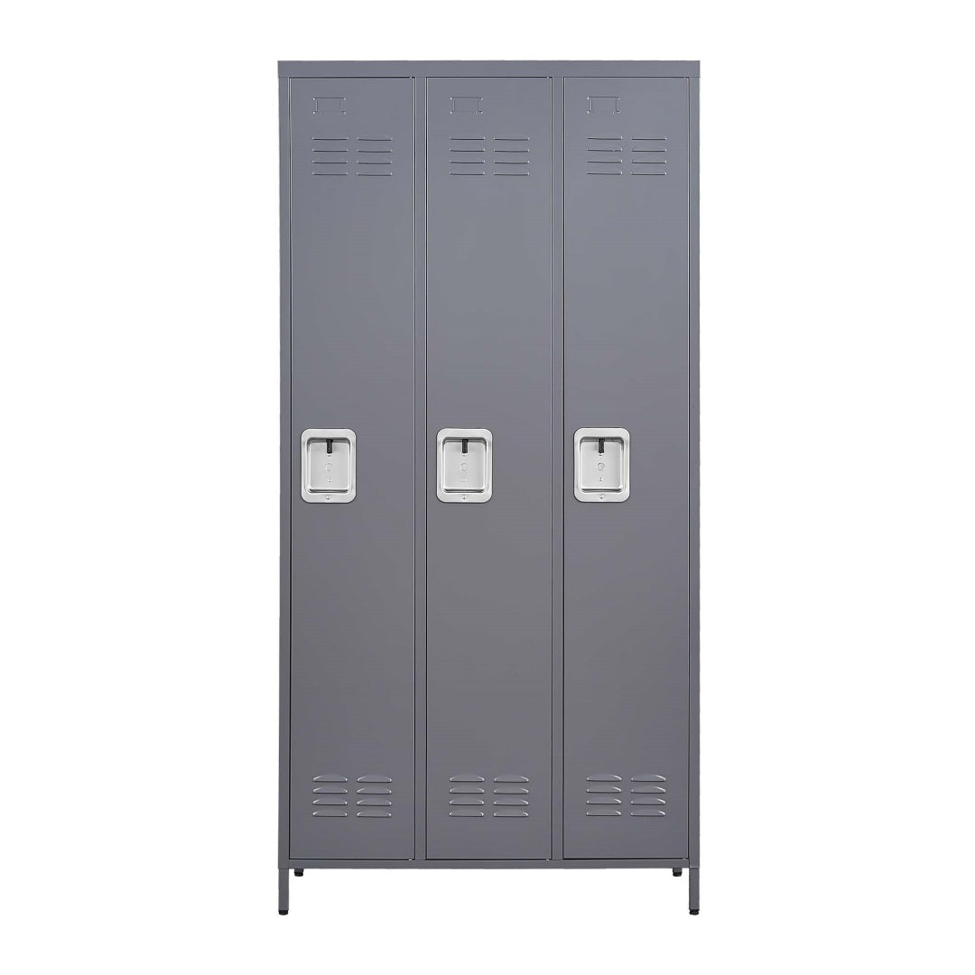 3 Door 72in H Metal Lockers With Lock For Employees,Storage Locker Cabinet For Home Gym Office School Garage,Gray