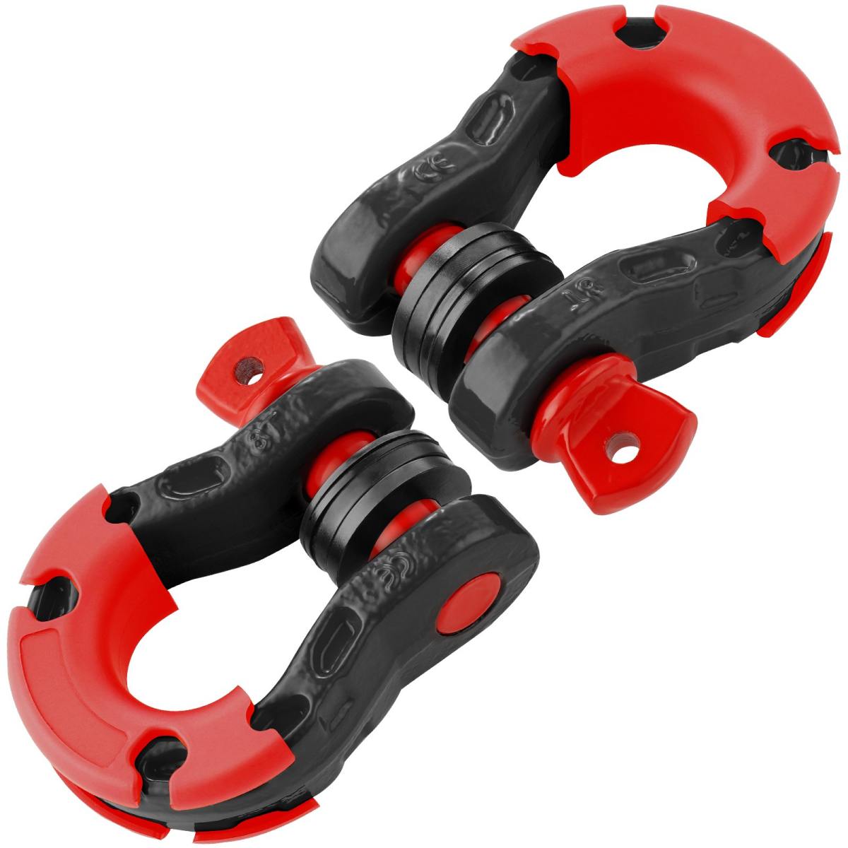 3/4" D-Ring Shackle, 2 Pack Alloy Steel Shackles 66139 Lbs (30 Ton) Break Strength With 7/8" Screw Pin, Isolators & Washers, Heavy Duty Off Road Vehicle Recovery Shackle For Jeep Truck, Black