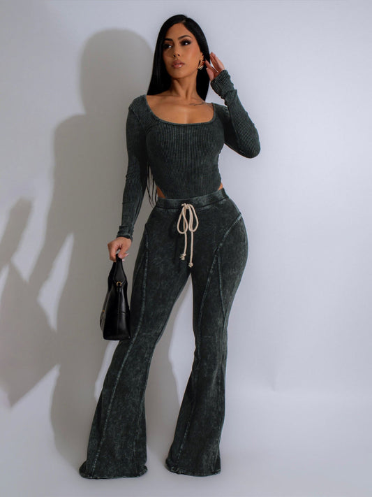 European And American Fashion Women's Autumn And Winter Sexy Tight One-piece Suit, Fitness And Sports Long Pants Set