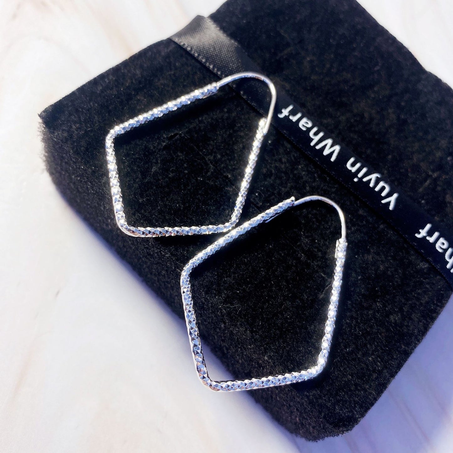 1 Pair 999 Sterling Silver Sparkly Geometric Hoop Earrings, Minimalist Style, Perfect For Daily Wear And Valentine's Gift