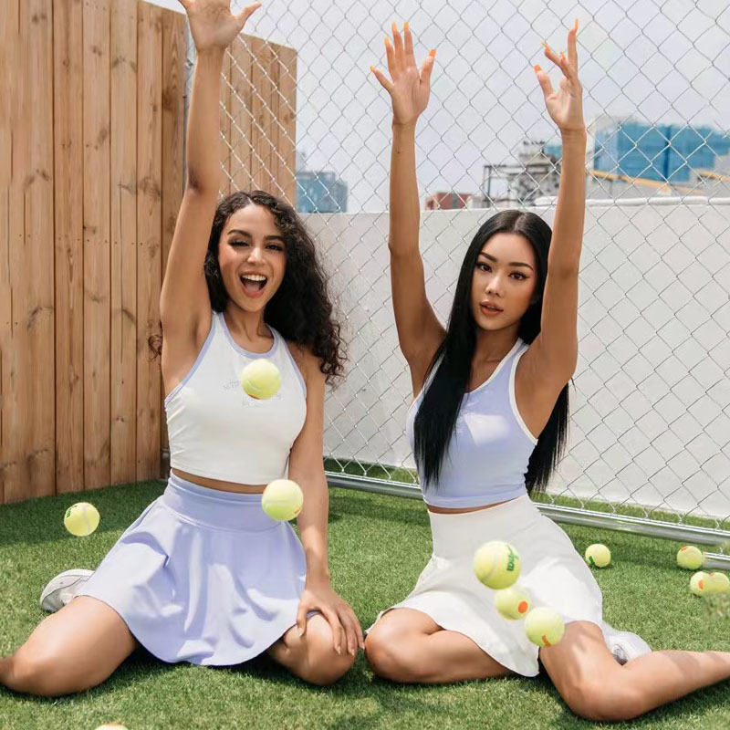 Womens Yoga Tank Top And Skirt Set