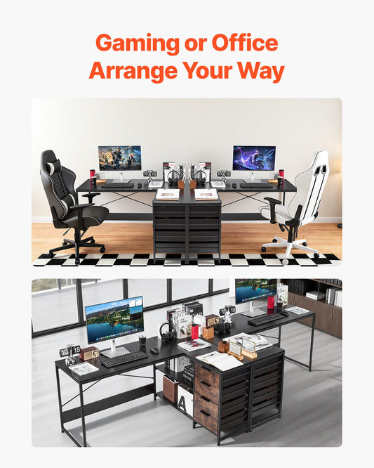 L-Shaped Computer Desk, 59-inch Reversible Corner Gaming Desk With Drawers & Storage Shelves, Modern Stylish PC Table Sturdy Work Workstation For Home Office - Easy To Assembly