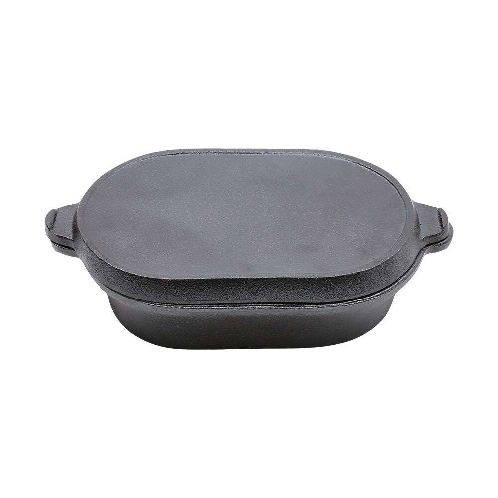 Home 2 In 1 Cast Iron Pot Dutch Oven Stew Pot Skillet Fry Lid Camping Pan Pot UK