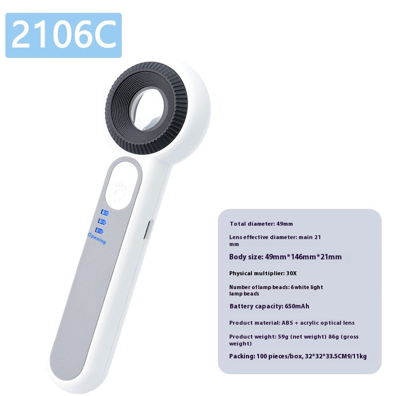 Reading USB Charging 30 Times LED Light Identification Repair Magnifying Glass