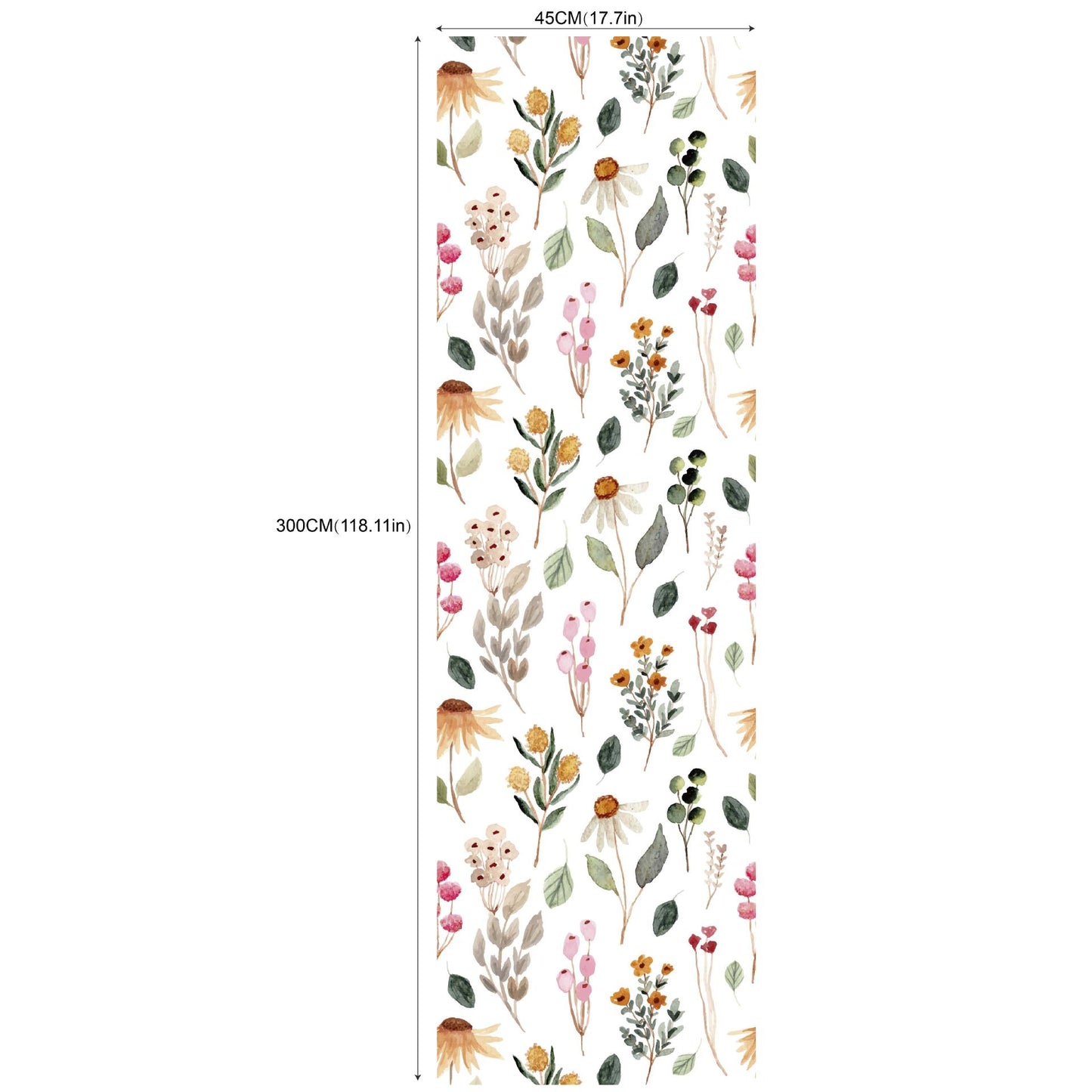 Removable Green Plants And Flowers Seamless Self-adhesive Wall Decor