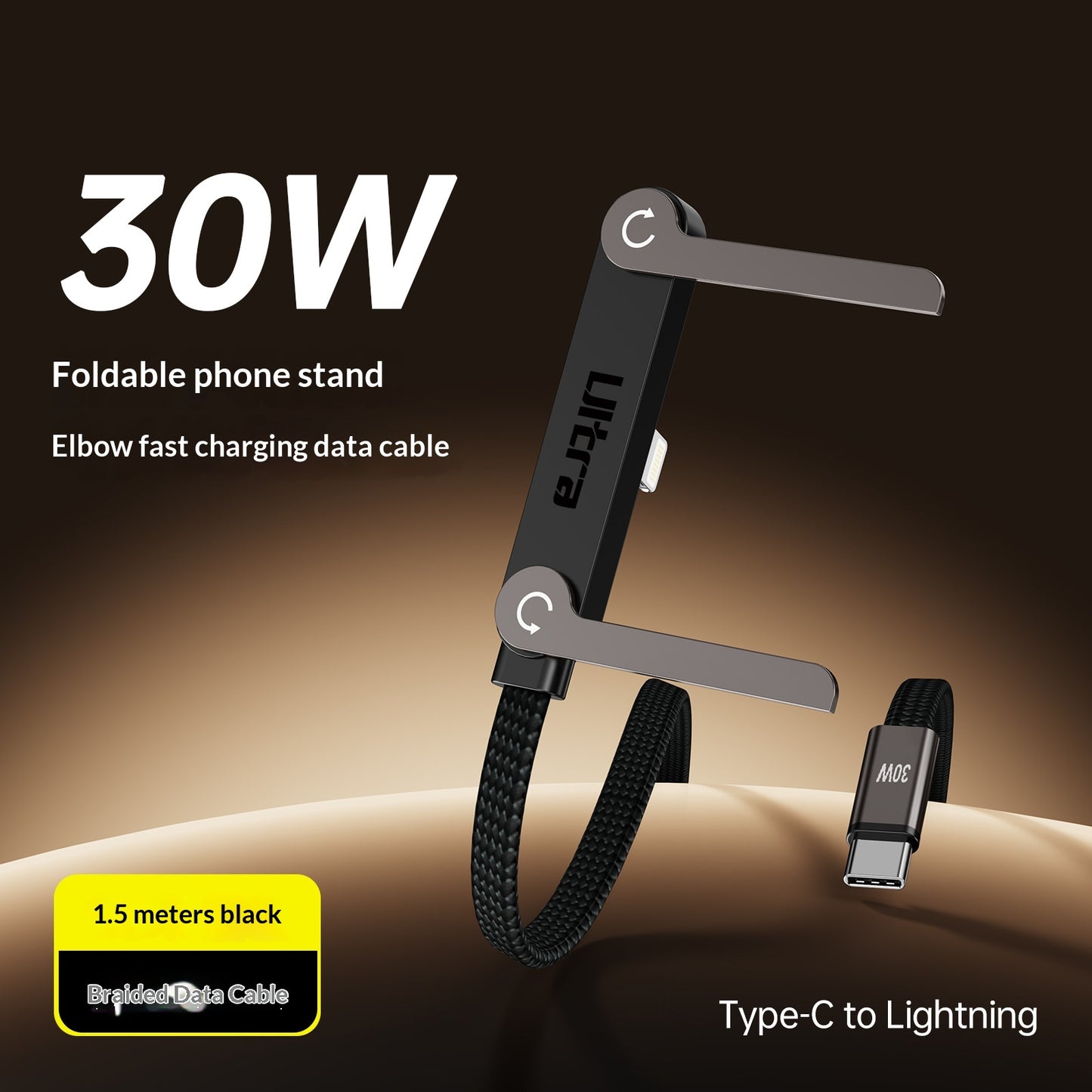 240W Foldable Stand Elbow Braided Charging Cable