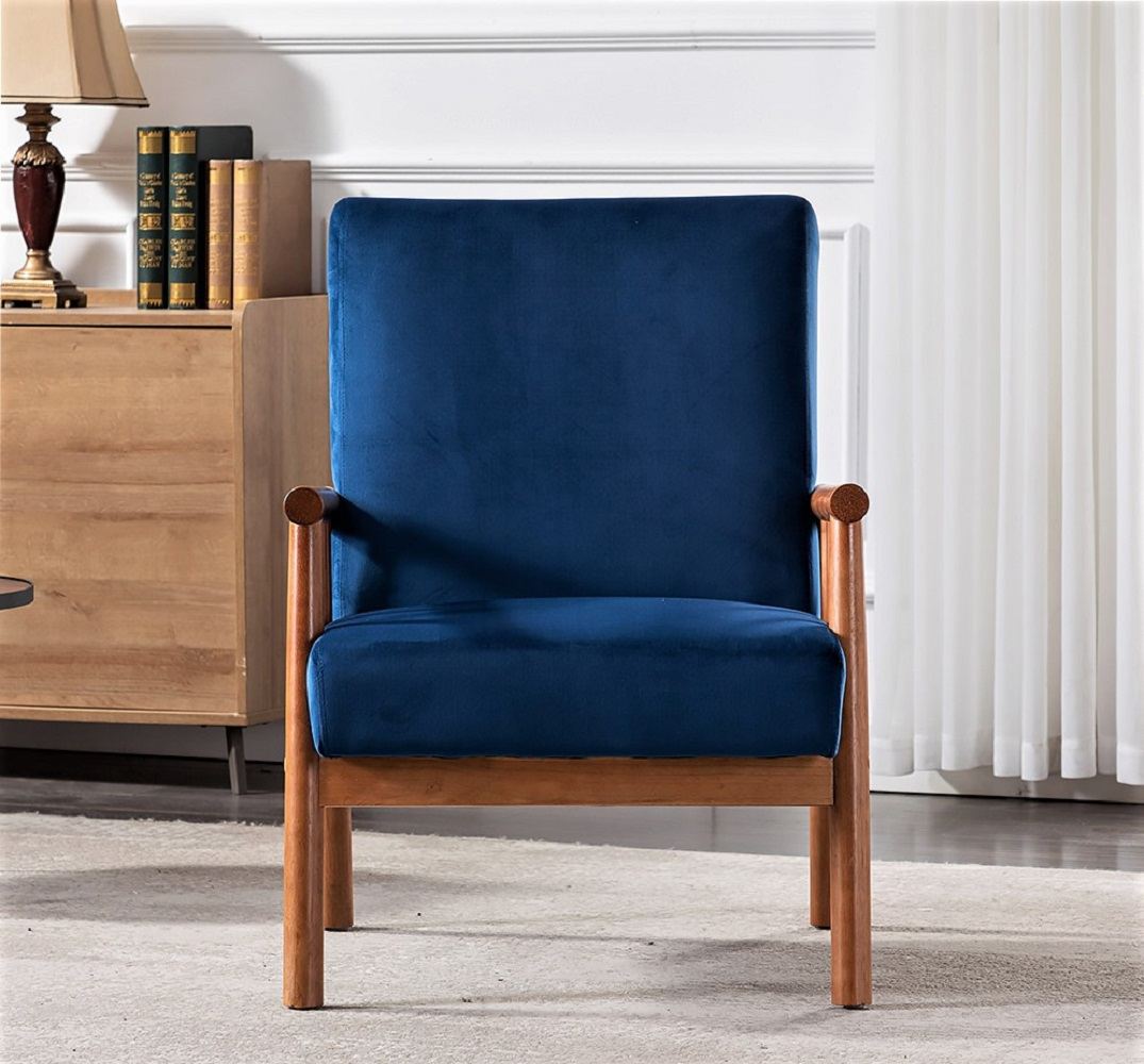 25     Wide Classic Mid-Century Modern Arm Chair, Dark Blue