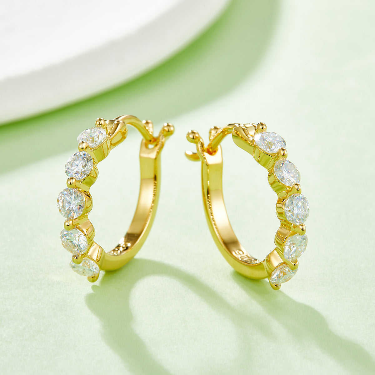 S925 Sterling Silver 10pcs Moissanite Hoop Earrings For Women 17mm Platinum Plated GRA Certified Hypoallergenic Gift Box