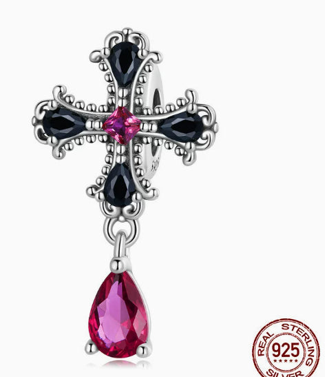 Niche Dark-style DIY Bracelet Beads Tarot Card And Cross Pendants S925 Silver Charm Accessories