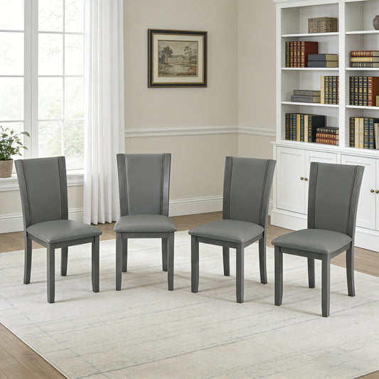 Dining Chairs Only, Wooden Dining Chairs Set of 4, Kitchen Chair with Padded Seat, Upholstered Side Chair for Dining Room, Living Room, Kitchen, Grey