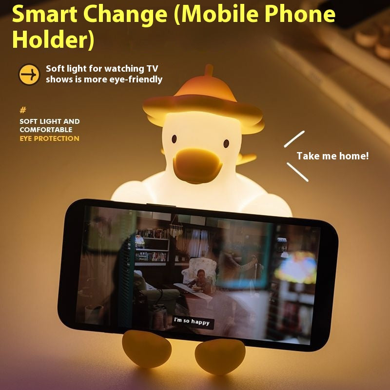 Cute Duck Small Night Lamp Bedroom Baby Feeding Eye Protection Mobile Phone Holder