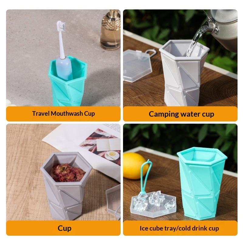 Silicone Folding Water Cup Extendable Portable For Outdoor Sports And Travel