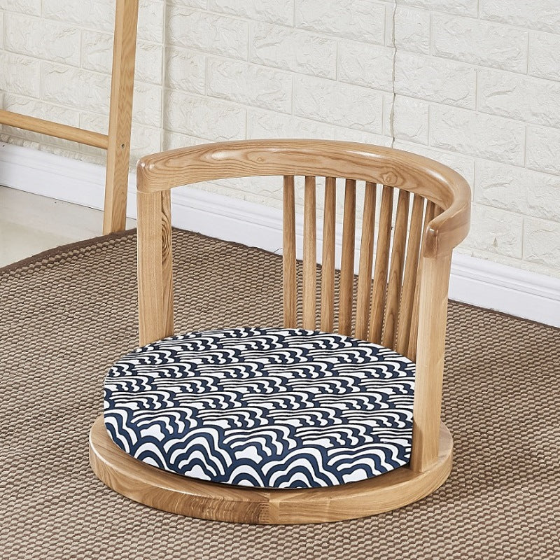 Solid Wood Tatami Seating Chair - Japanese Style Round Back Legless Backrest Chair for Tea Room Bedroom Bay Window