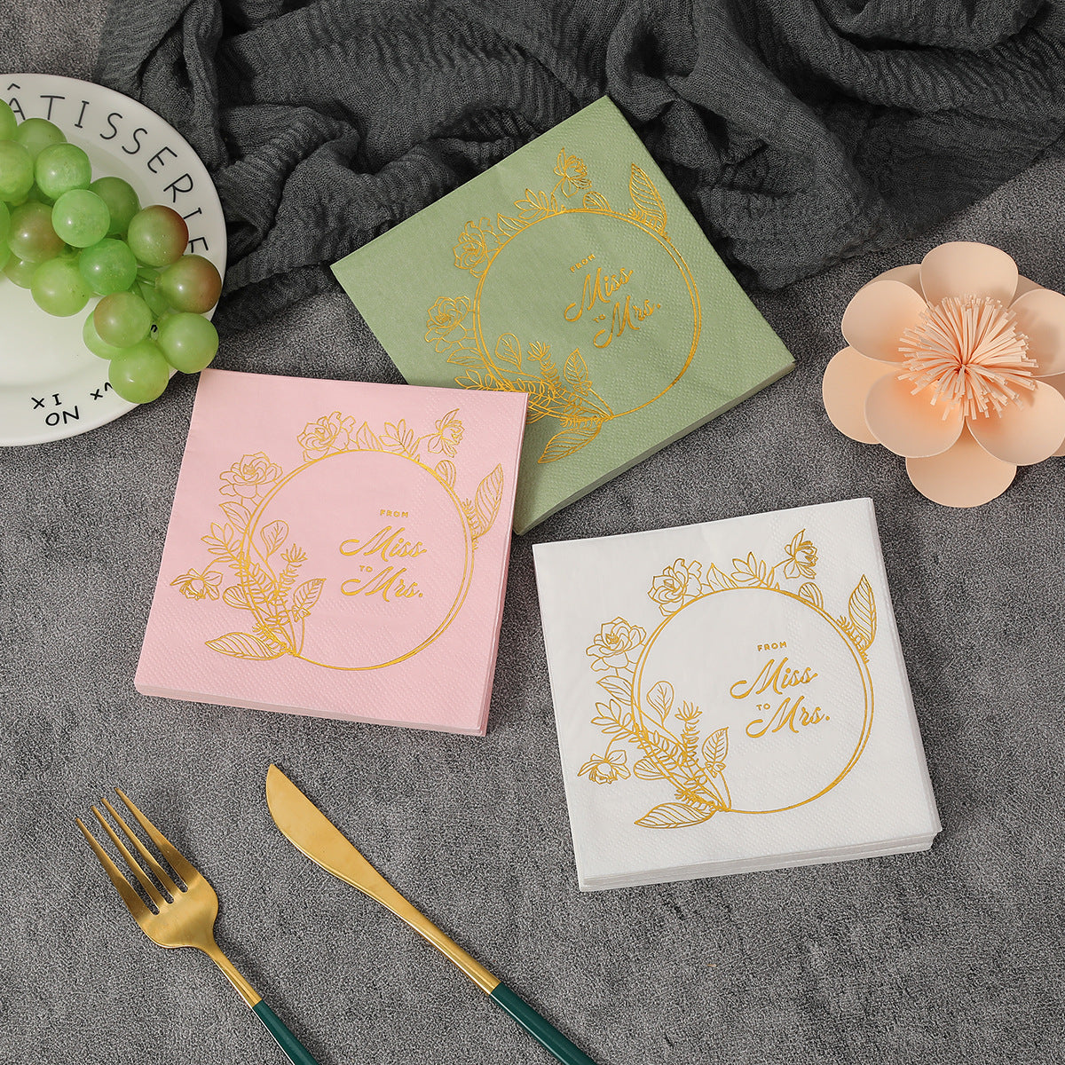 Customized Square Home Napkin Hotel Hot Stamping Napkin Party Special Props Small Packaging Napkin