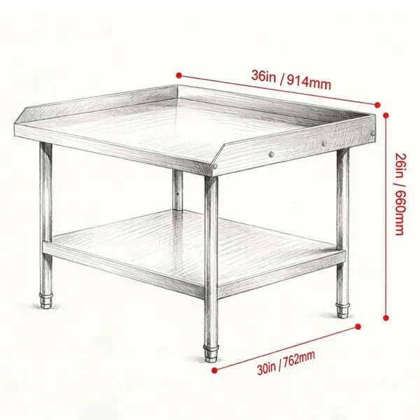 Sleek Metal Work Table With Easy To Clean And Adjustable Shelves For Kitchen