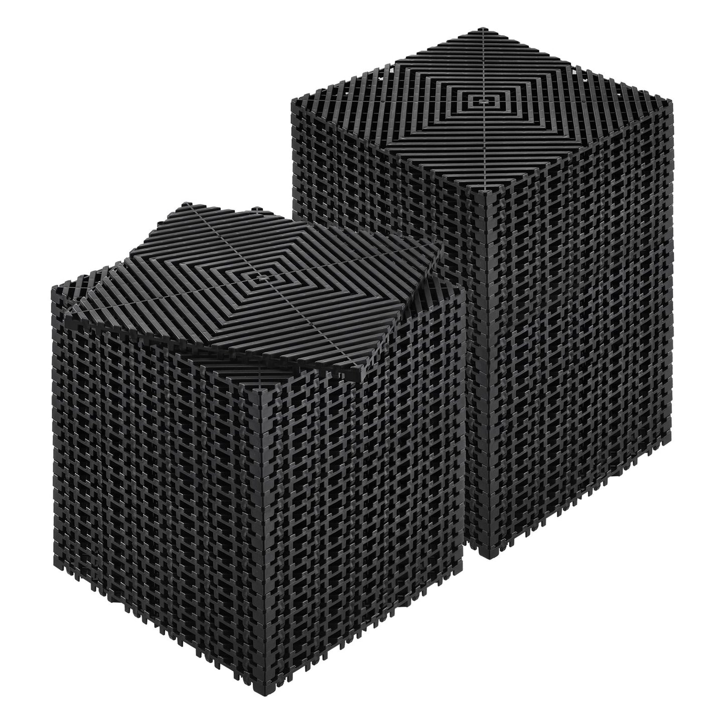 Interlocking Drainage Mat, 12” X 12” Modular Interlocking Cushion, 50 Pcs Splicing Drainage Mats, Non-Slip Black PP Drainage Floor Tile And Shower Mat, For Garage, Garden, Kitchen & Outdoor