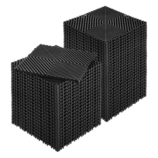 Interlocking Drainage Mat, 12” X 12” Modular Interlocking Cushion, 50 Pcs Splicing Drainage Mats, Non-Slip Black PP Drainage Floor Tile And Shower Mat, For Garage, Garden, Kitchen & Outdoor