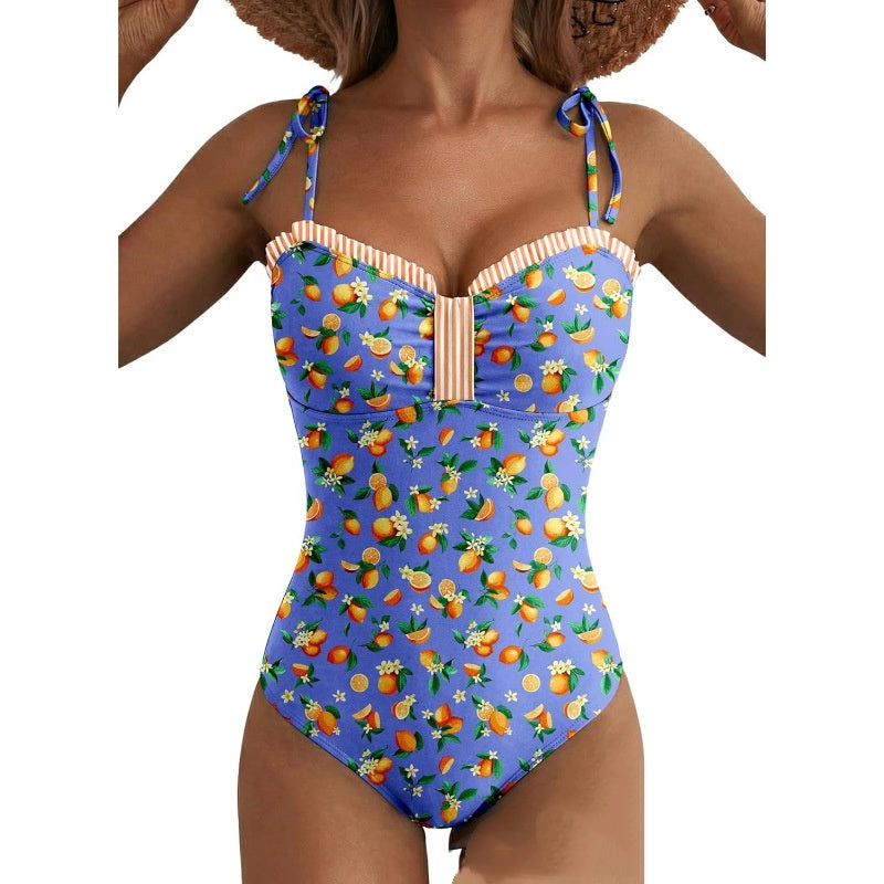 New Polka-dot Retro-style Strap One-piece Swimsuit