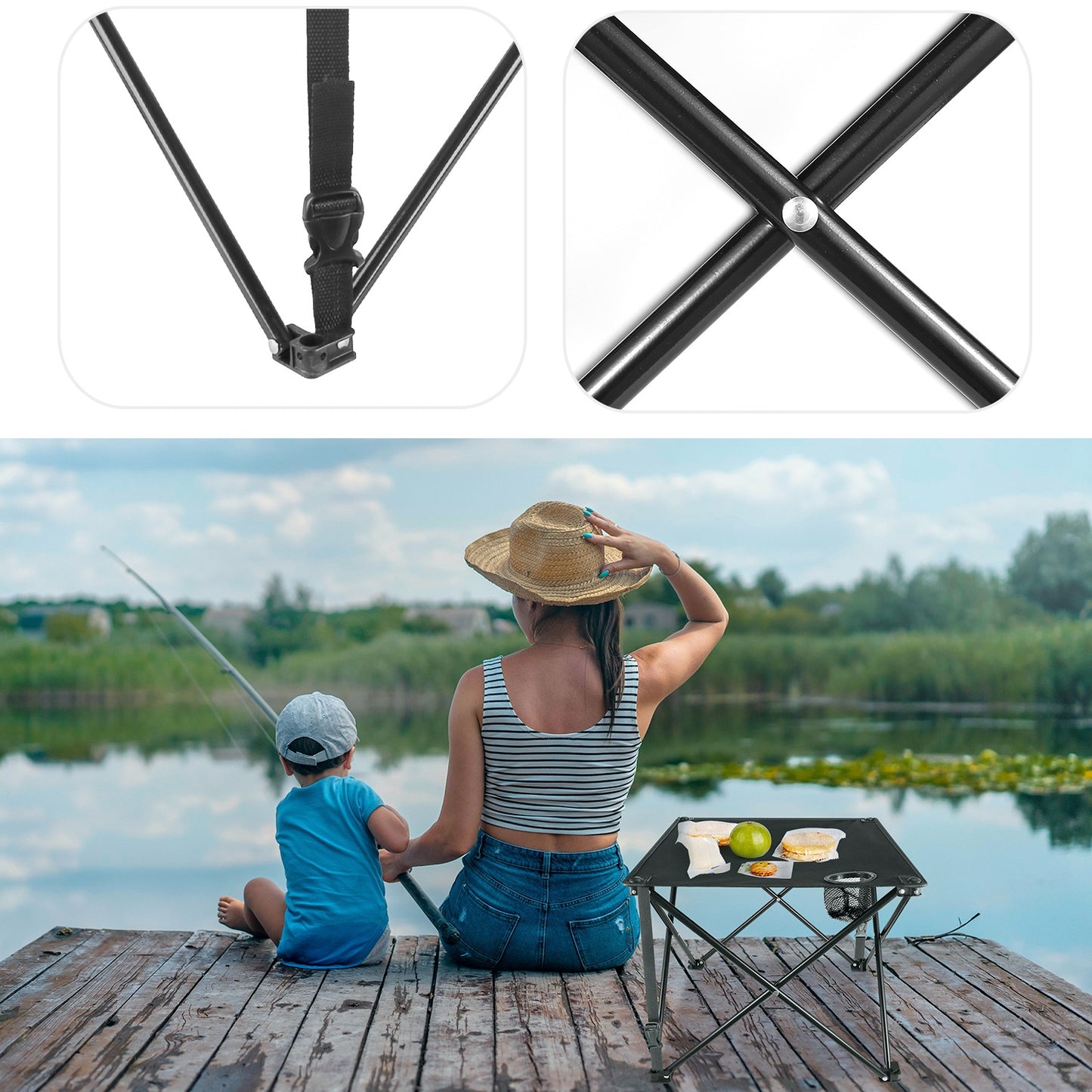 1Pc 2Pc Options Foldable Camping Table Portable Picnic Table Lightweight Travel Desk With 2 Cup Holders Carrying Bag Color Options Black Orange Green Red Blue Navy Blue